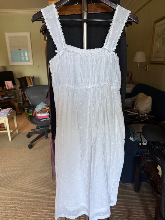 Schweitzer linen Other - Vintage Schweitzer Linen Nightgown Swiss Dot White Cotton Sz L